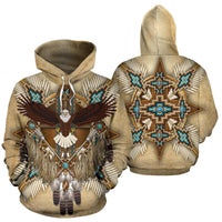 Naumaddic Arts Owl Dreamcatcher Brown Native American All Over Hoodie LT10 - Wonder Print Shop