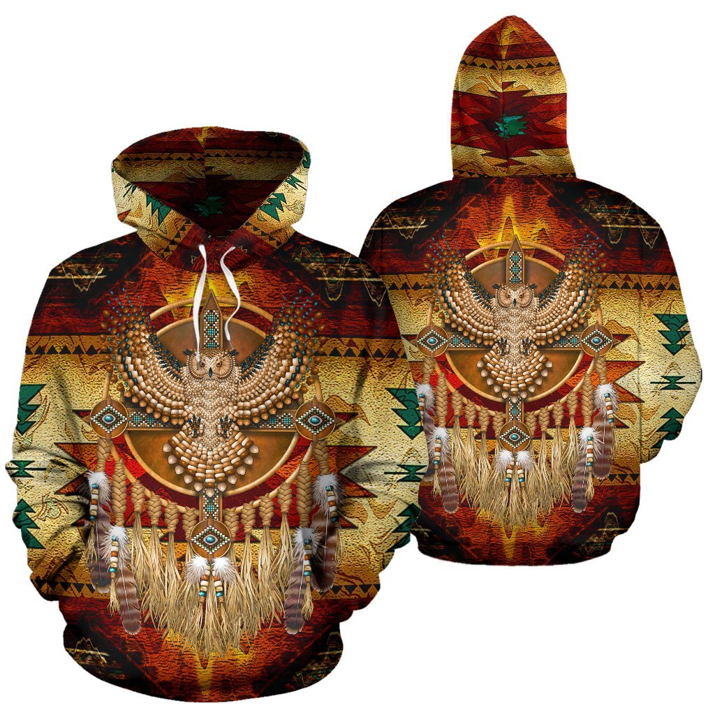 Owl Dreamcatcher Native American Pride All Over Hoodie LT10 - Wonder Print Shop