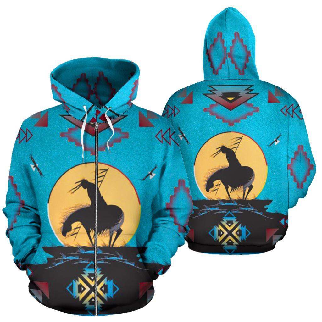 Trail Of Tear Native American Design 3D Blue Zipper Hoodie LT10 - Wonder Print Shop