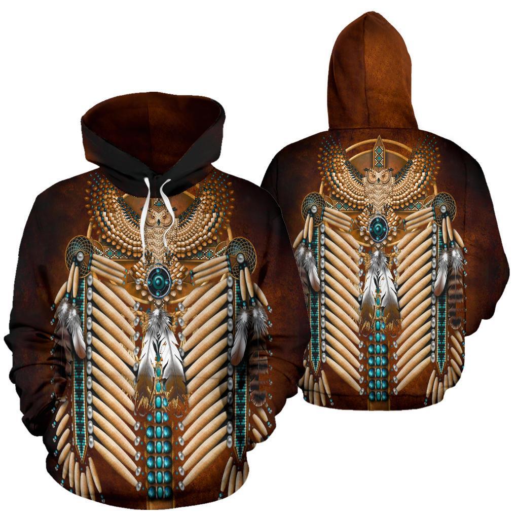 Owl Dreamcatcher Breastplate Native American All Over Hoodie LT10 - Wonder Print Shop