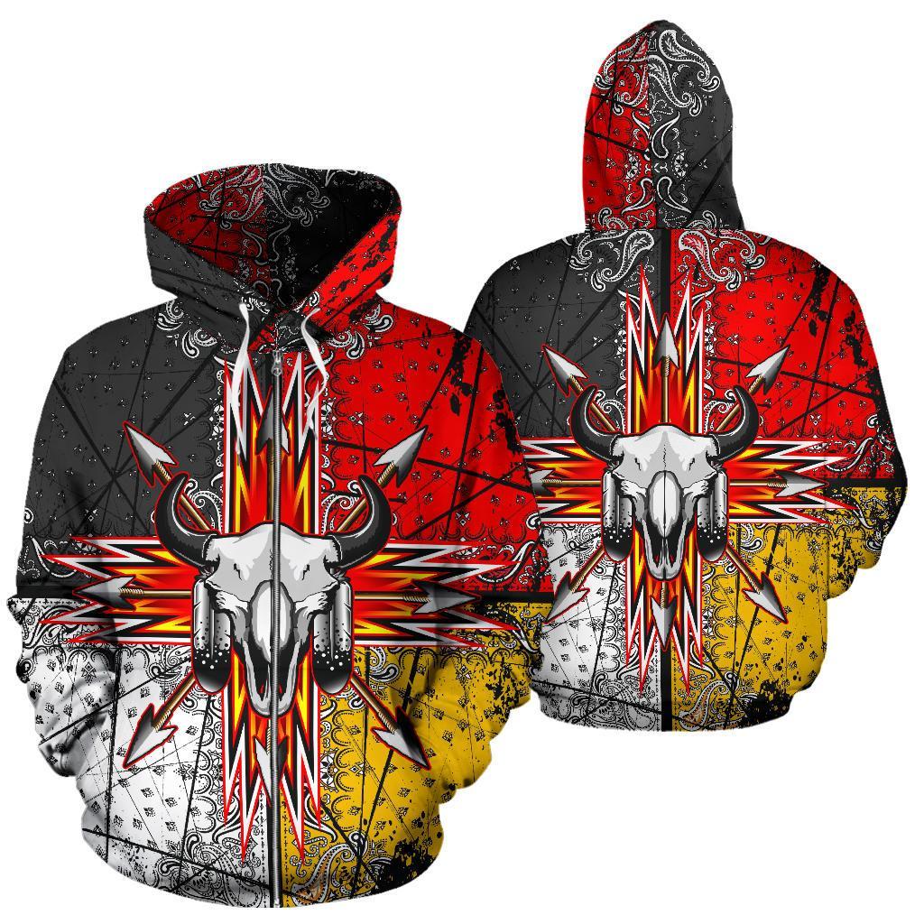 Bison Arrow 3D Zip Up Hoodie Native American Clothing LT10 - Wonder Print Shop