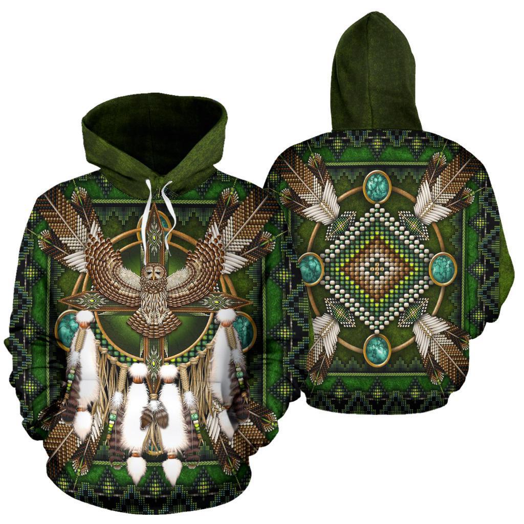 BarRed Owl Mandala Native American All Over Hoodie LT10 - Wonder Print Shop