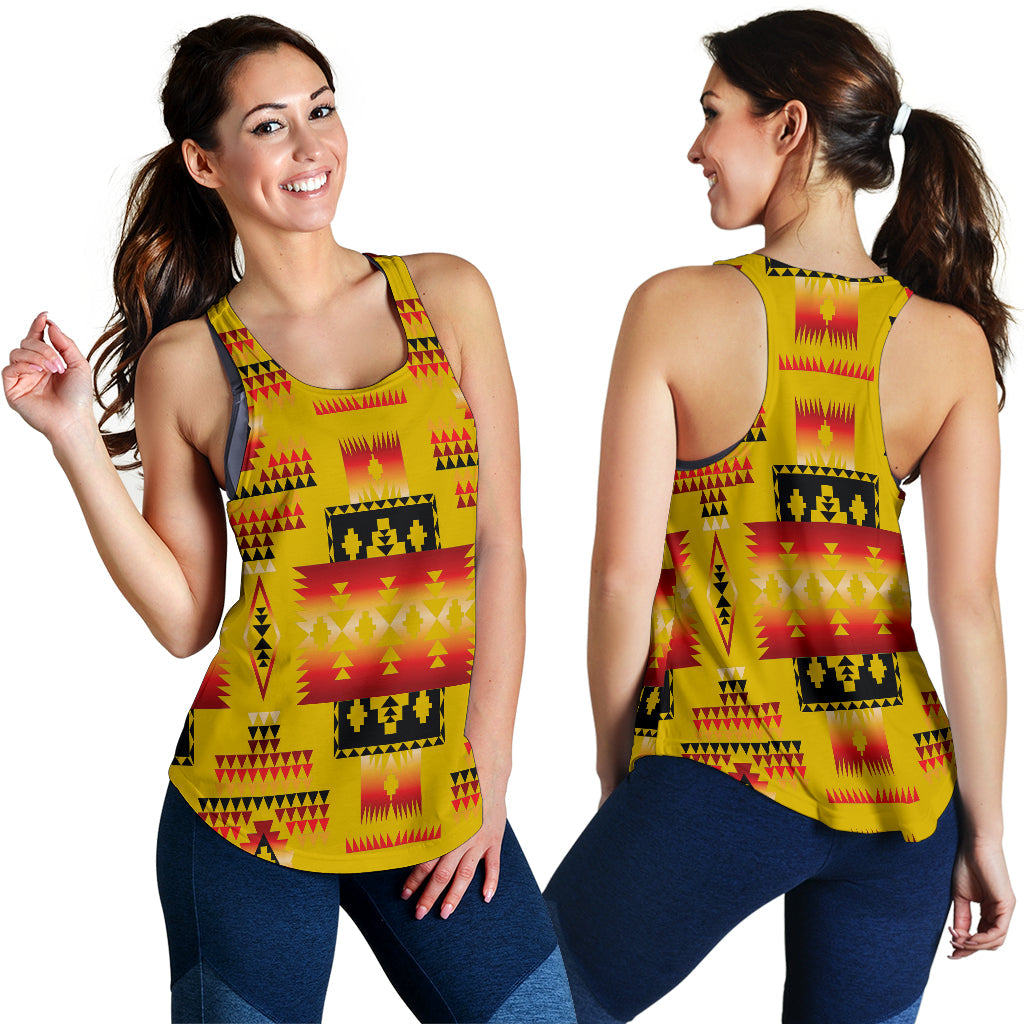 Yellow Tribes Pattern Native American Women Racerback Tank LT10 - Wonder Print Shop