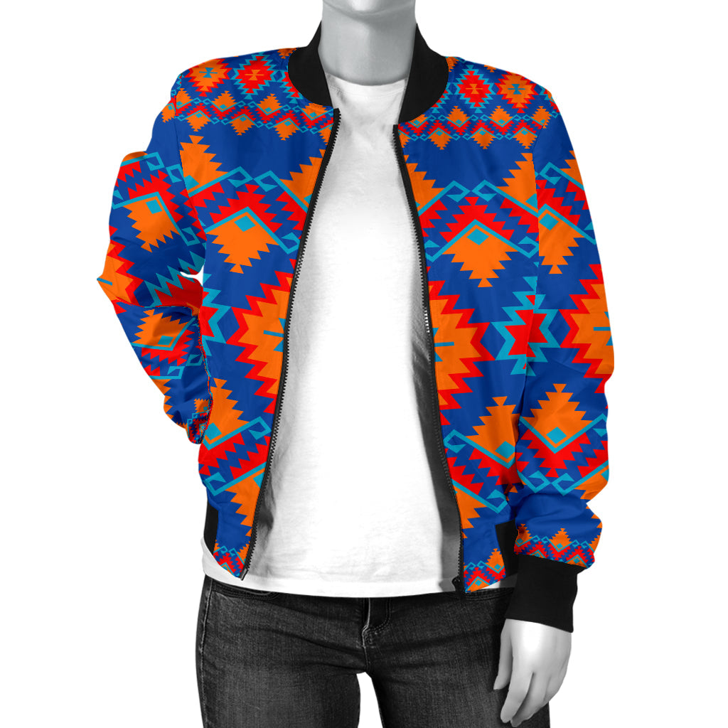 Red and Yellow Geometric Women's Bomber Jacket LT10 - Wonder Print Shop