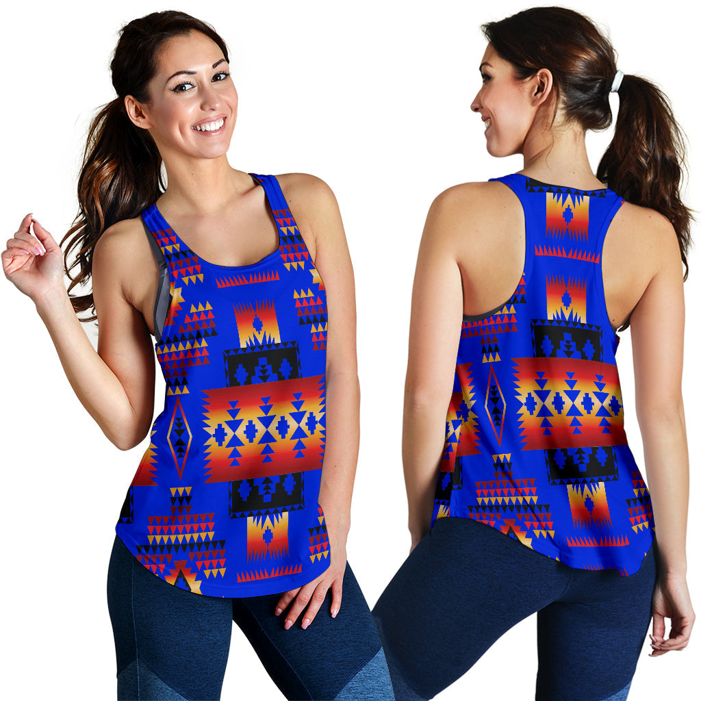 Dark Blue Native Tribes Pattern Native American Women Racerback Tank LT10 - Wonder Print Shop