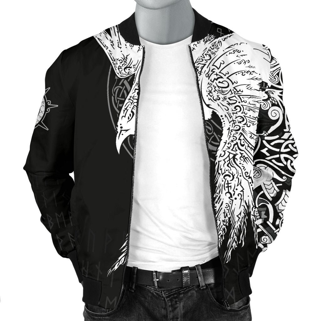Custom Viking Men's Bomber Jacket Mystical Raven Tattoo Special RLT12 - Wonder Print Shop