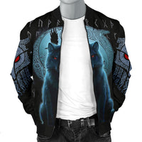 Viking Men's Bomber Jacket, Fenrir Viking Wolf and Moon RLT12 - Wonder Print Shop