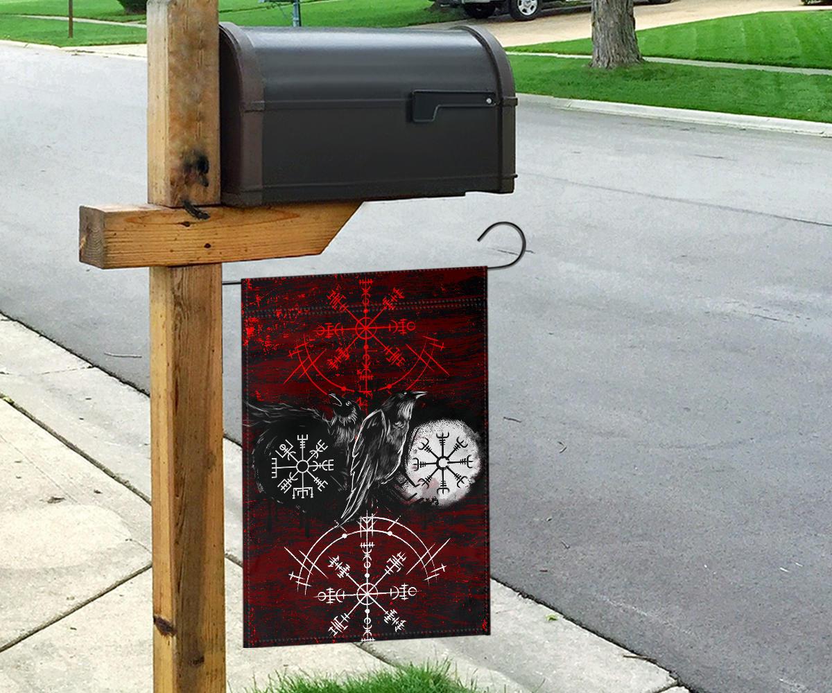 Viking Garden Flag Raven Of Odin and Symbol Viking On Blood Background RLT12 - Wonder Print Shop