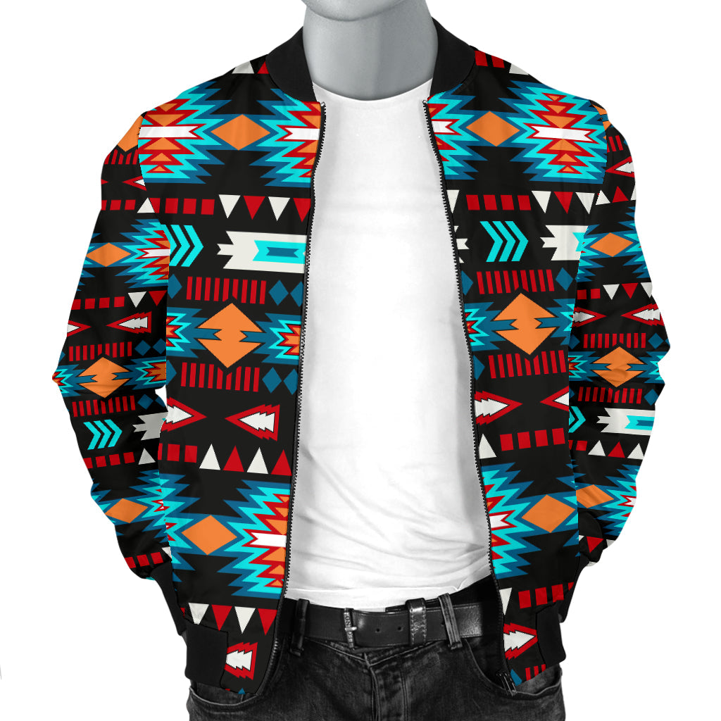 Light Neon Blue Pattern Men's Bomber Jacket LT10 - Wonder Print Shop