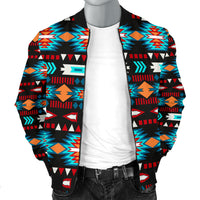 Light Neon Blue Pattern Men's Bomber Jacket LT10 - Wonder Print Shop