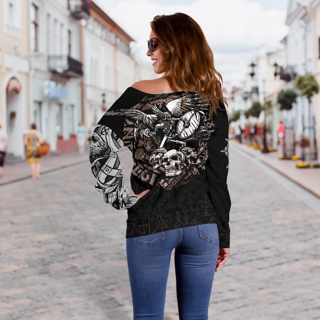 Viking Warrior Tattoo Odin Women's Off Shoulder Sweater RLT12 - Wonder Print Shop