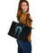 Viking Large Leather Tote Bag, Fenrir Viking Wolf and Moon RLT12 - Wonder Print Shop