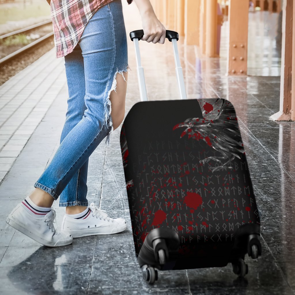 Viking Luggage Cover - The Raven Of Odin Rune Blood RLT12 - Wonder Print Shop