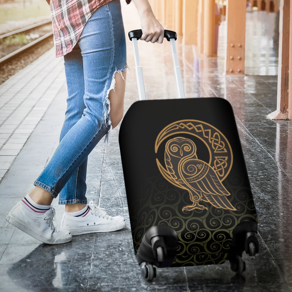 Viking Luggage Covers Owl Celtic On Triskels Background RLT12 - Wonder Print Shop