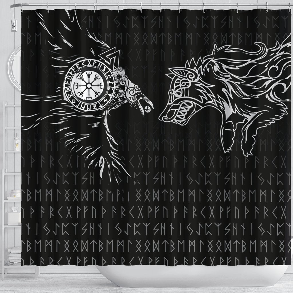 viking-shower-curtain-raven-and-wolf-special-tattoo