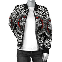 Viking Women's Bomber Jacket, Fenrir Wolf RLT12 - Wonder Print Shop