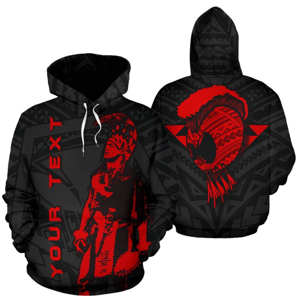 Polynesian Kakau Warrior Helmet Hawaii Custom Hoodie Red - Wonder Print Shop