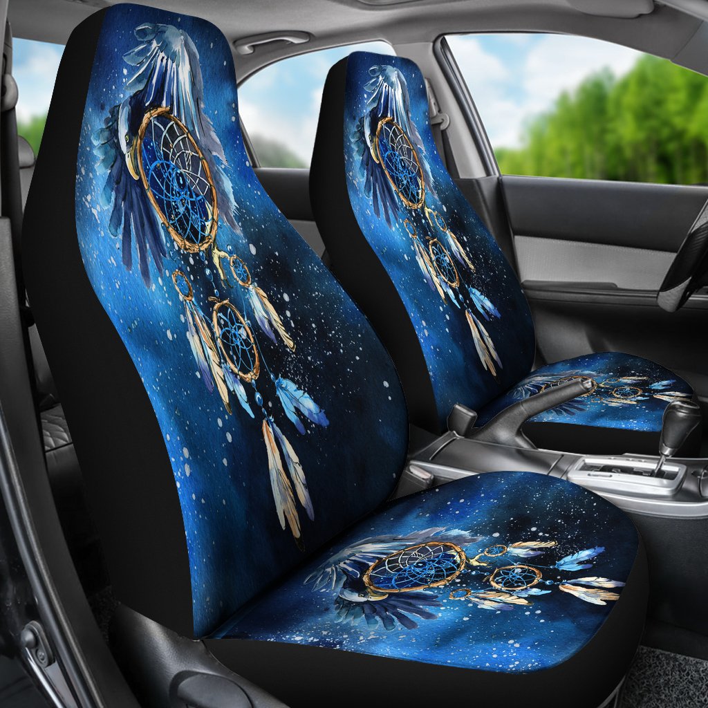 Blue Galaxy Dreamcatcher Native American Car Seat Covers LT10 - Wonder Print Shop