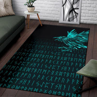 Viking Area Rug The Raven Of Odin Rune Cyan RLT12 - Wonder Print Shop