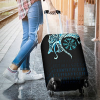 Viking Luggage Covers, Fenrir Raven and Vegvisir Tattoo Cyan RLT12 - Wonder Print Shop