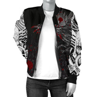Viking Women's Bomber Jacket - The Raven Of Odin Rune Blood RLT12 - Wonder Print Shop