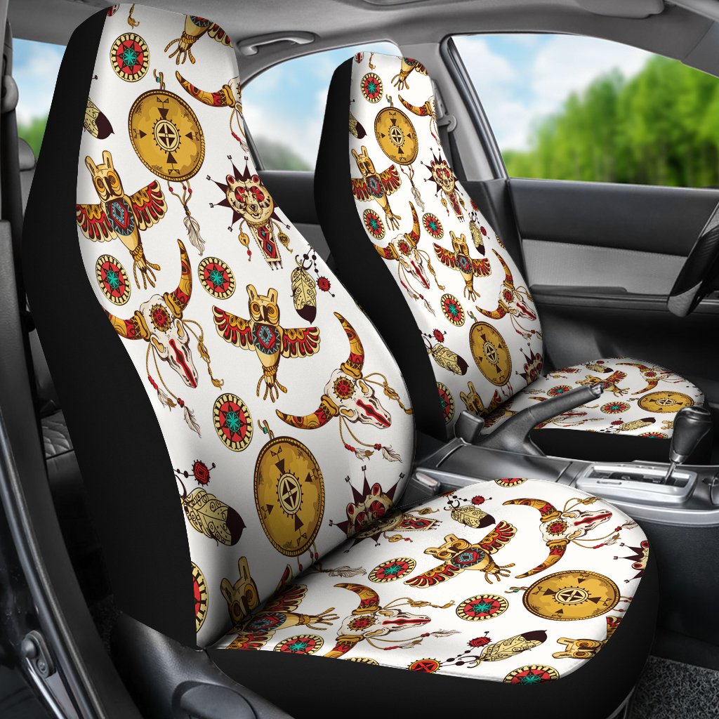 Bison Owl Feather Native American Car Seat Covers LT10 - Wonder Print Shop