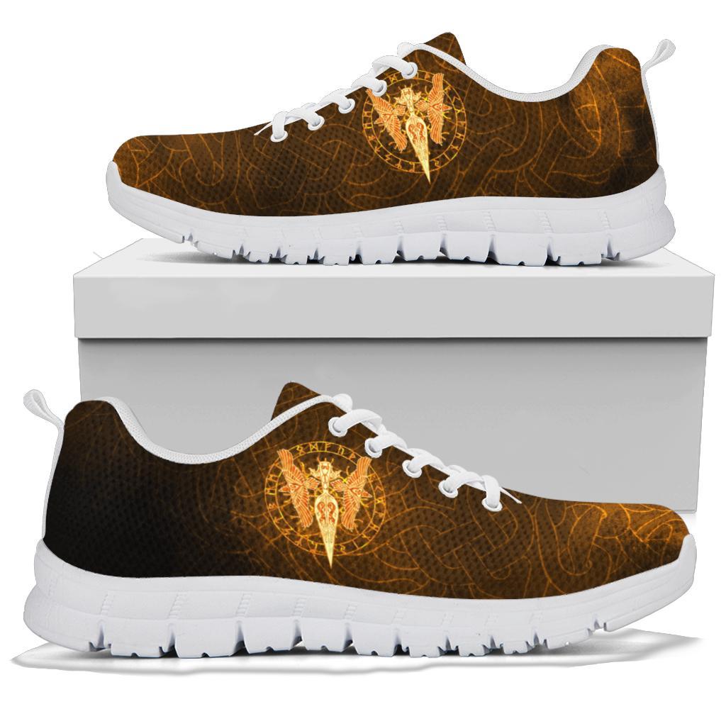 Viking Sneakers Gold Spear Of The God Odin - Gungnir and Two Gold Ravens RLT12 - Wonder Print Shop