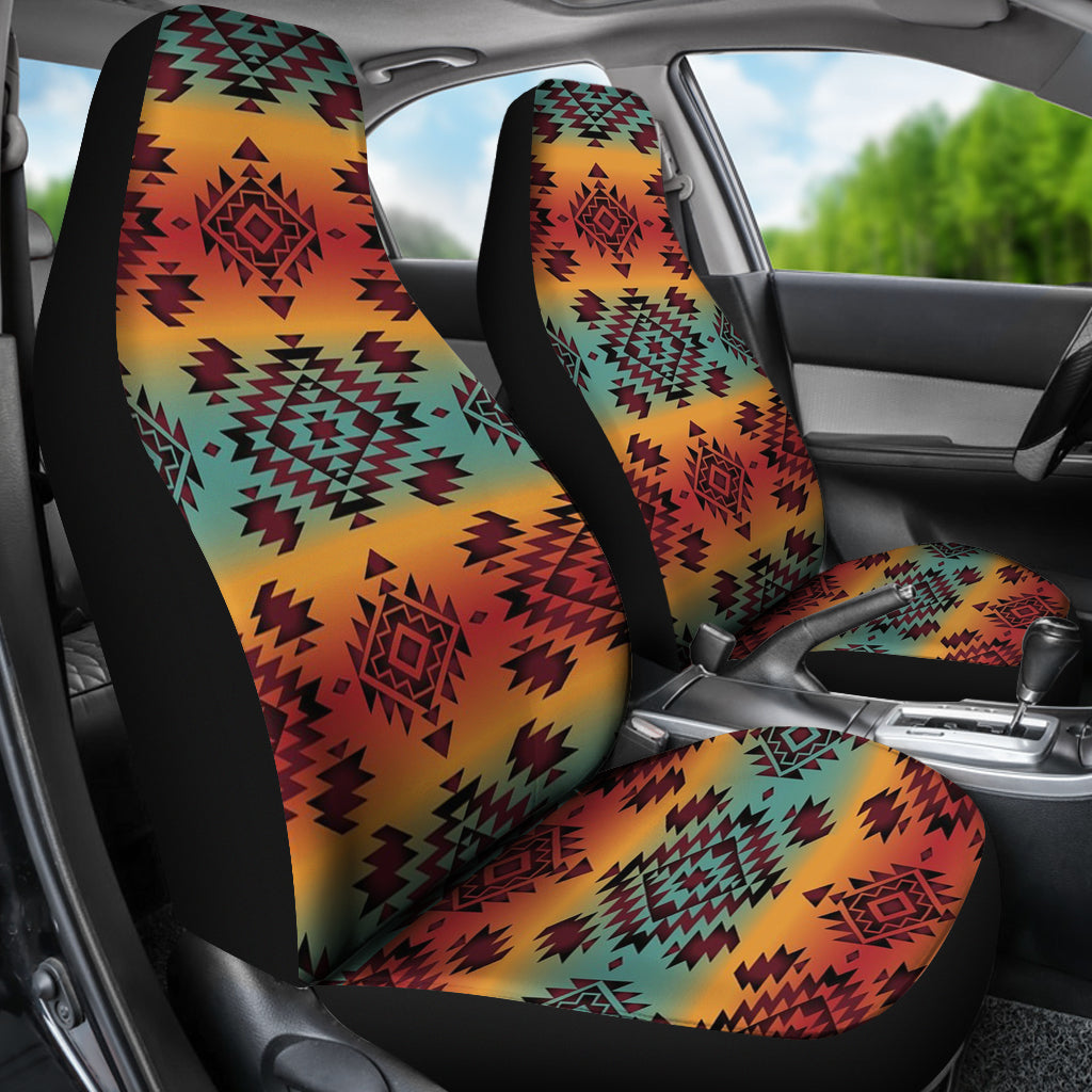 Blue Orange Pattern Car Seat Covers LT10 - Wonder Print Shop