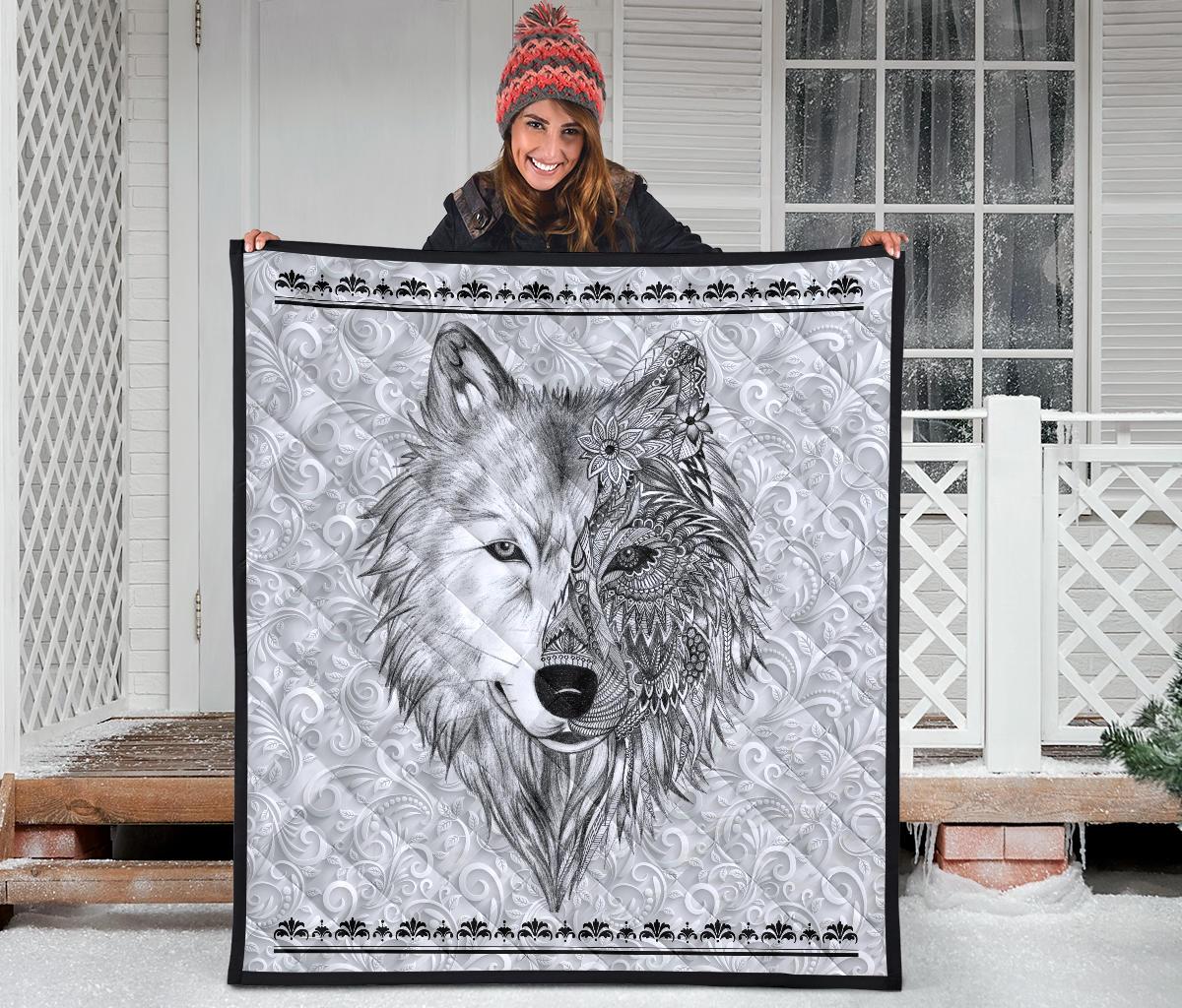 White Wolf Native American Amercan Premium Quilt LT10 - Wonder Print Shop