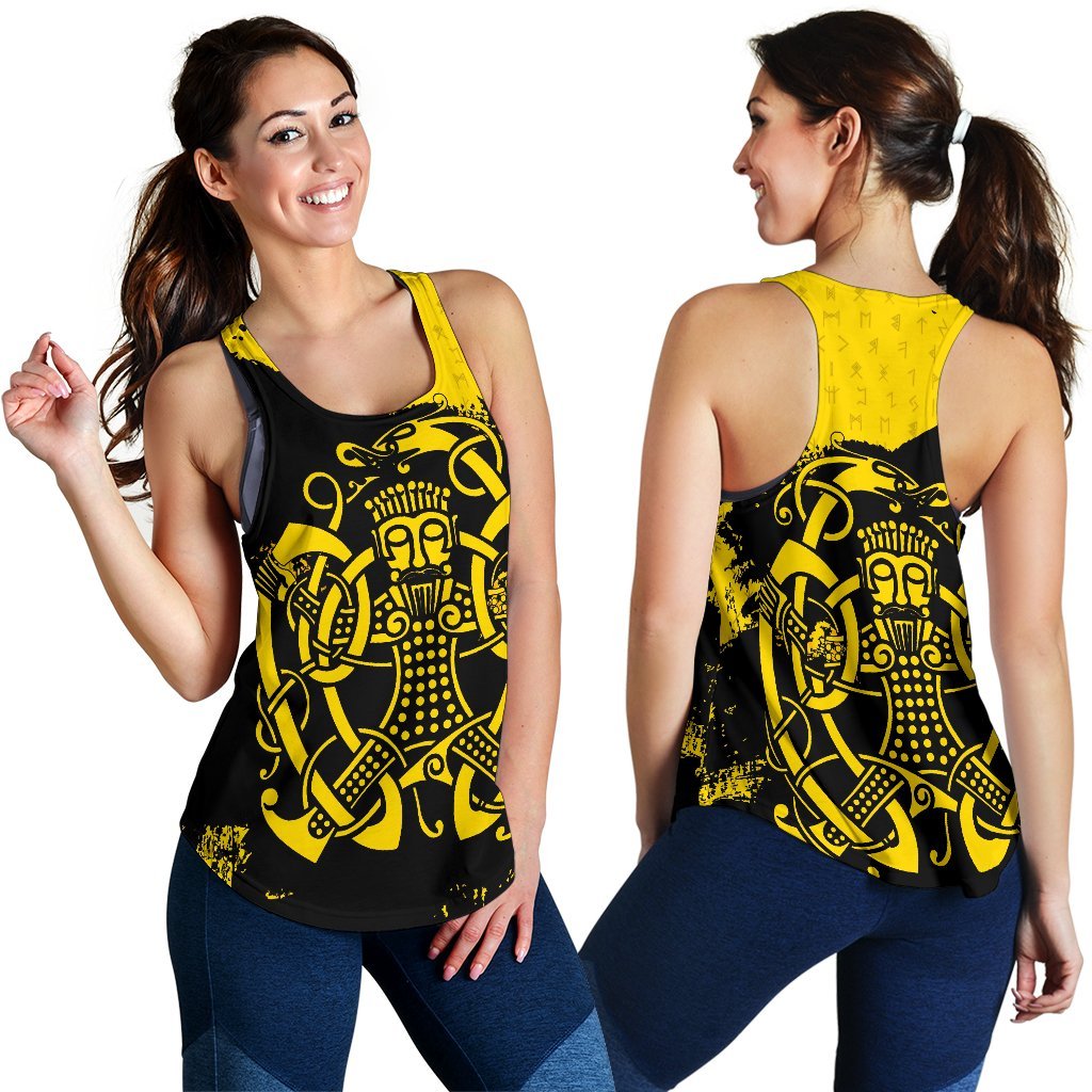 Viking Women's Racerback Tank, Loki Bound Triskele Rune Gold RLT12 - Wonder Print Shop