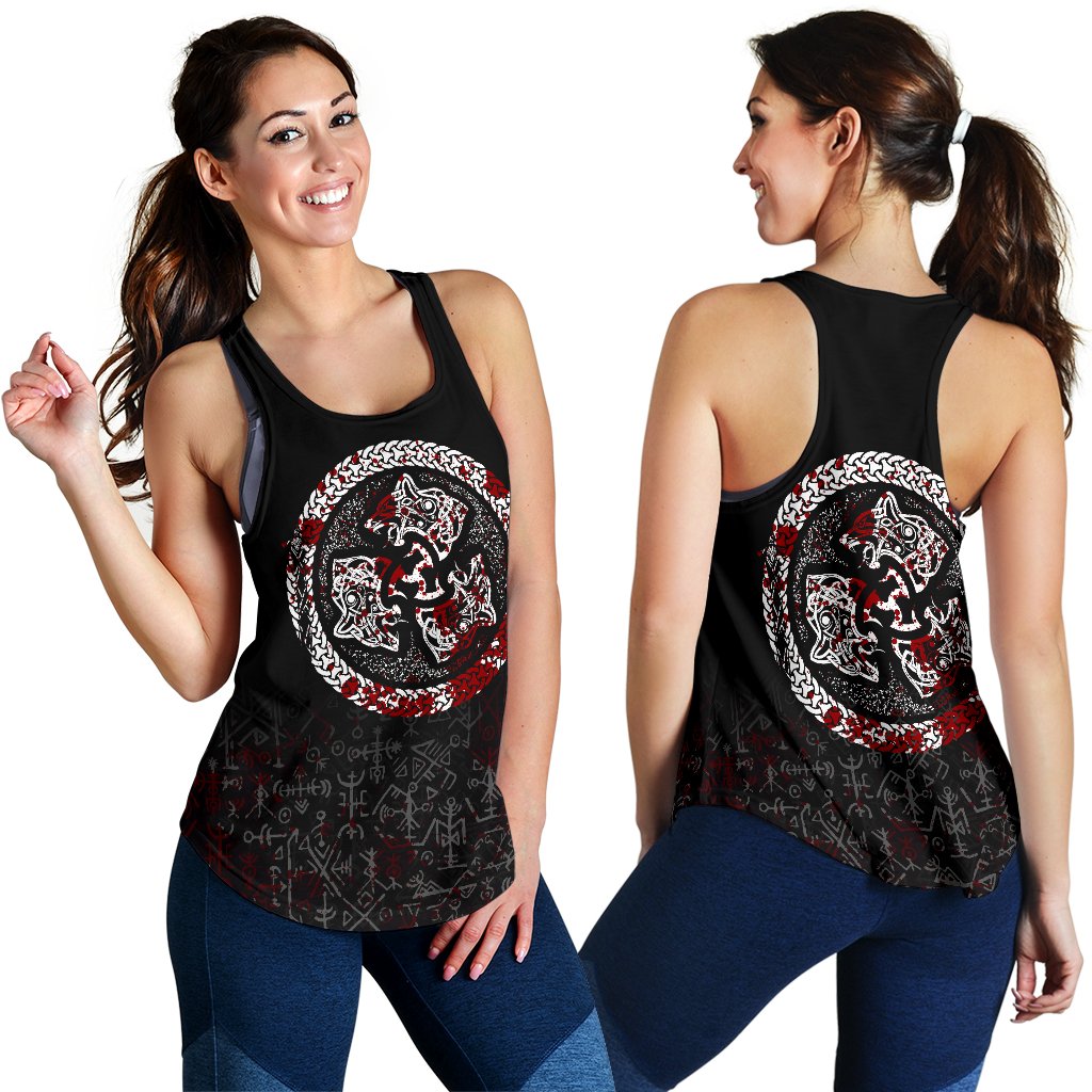 Viking Women's Racerback Tank - Fierce Blood Wolf Symbol Of A Viking Nordic RLT12 - Wonder Print Shop