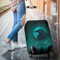 Viking Luggage Cover, Ethnic Odin Raven Cyan RLT12 - Wonder Print Shop