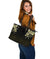 Viking Large Leather Tote, Fenrir Raven and Vegvisir Tattoo Yellow RLT12 - Wonder Print Shop