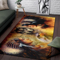 Native Women With Wolf Native American Area Rug LT10 - Wonder Print Shop