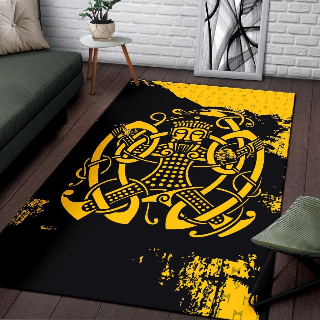 Viking Area Rug, Loki Bound Triskele Rune Gold RLT12 - Wonder Print Shop