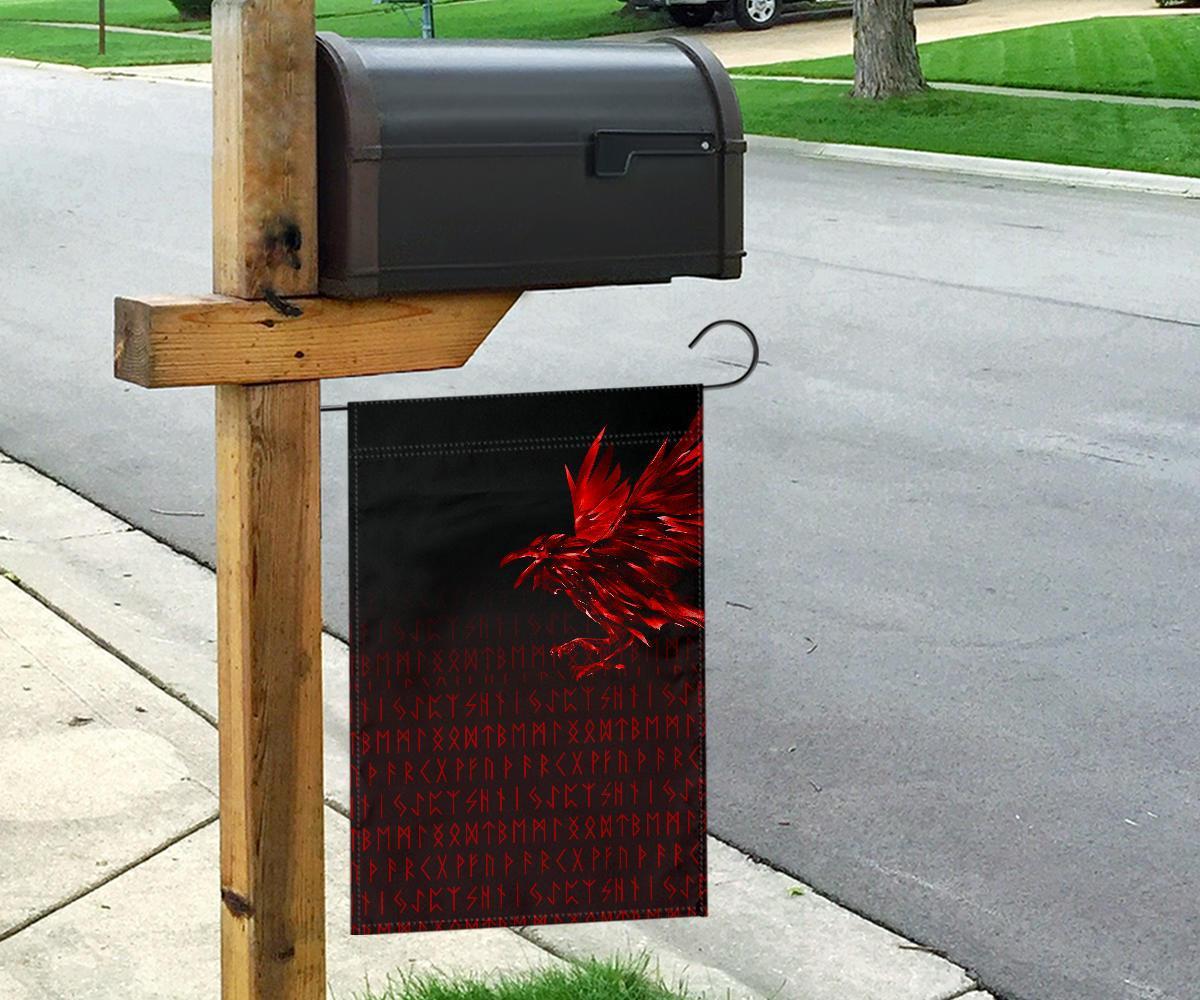 Viking Garden Flag The Raven Of Odin Rune, Red RLT12 - Wonder Print Shop