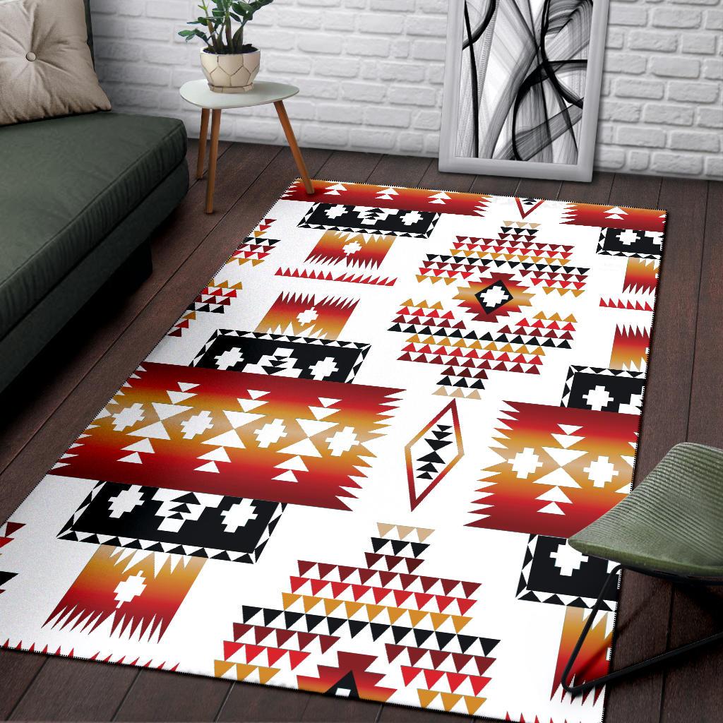 White Native Tribes Pattern Native American Area Rug LT10 - Wonder Print Shop