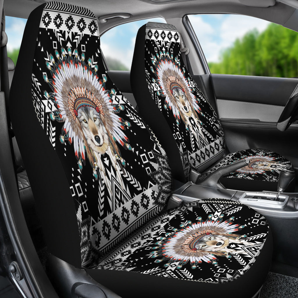 Wolf Pattern Black Car Seat Cover LT10 - Wonder Print Shop