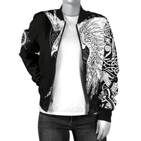 Custom Viking Women's Bomber Jacket Mystical Raven Tattoo Special RLT12 - Wonder Print Shop