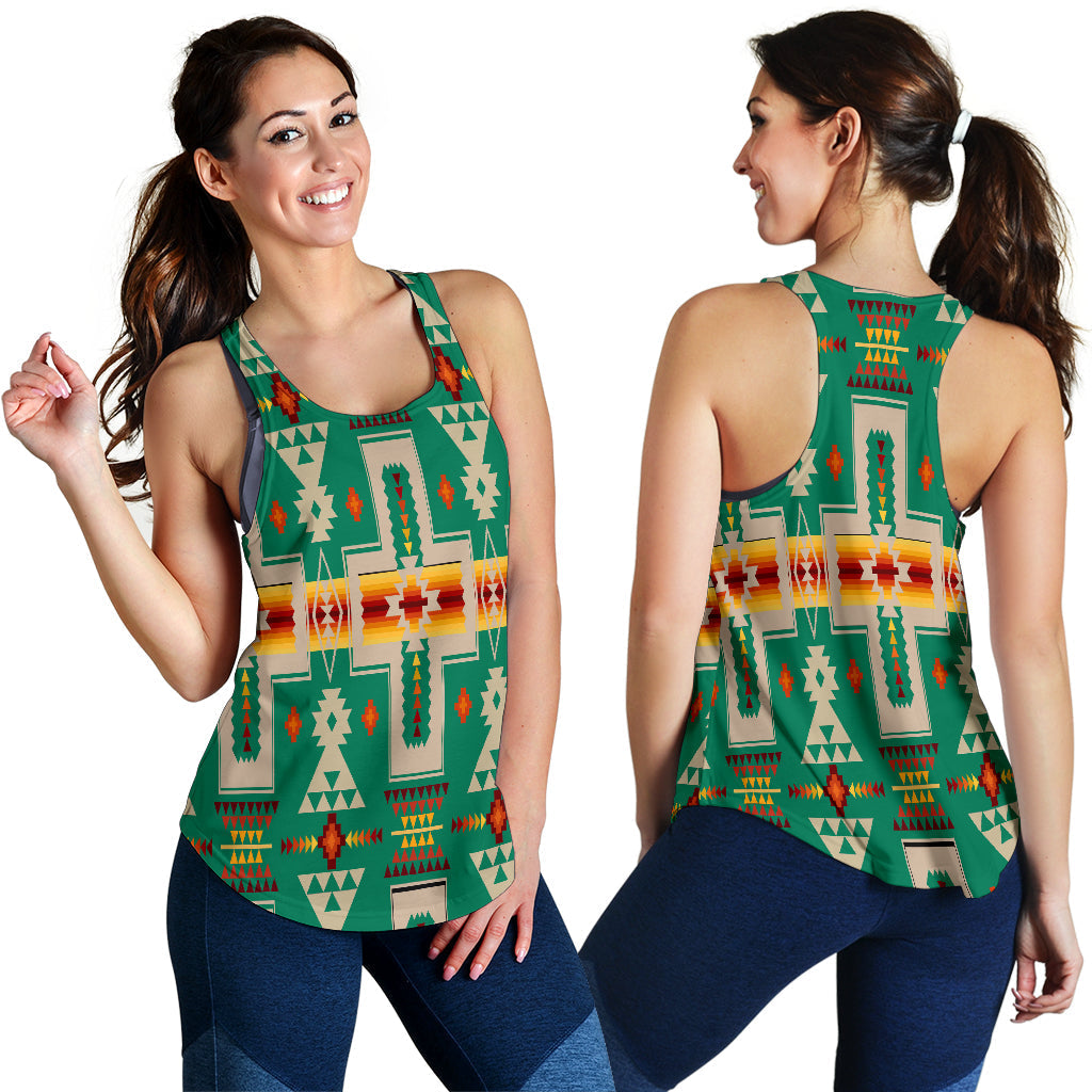 Light Green Tribe Design Native American Women Racerback Tank LT10 - Wonder Print Shop
