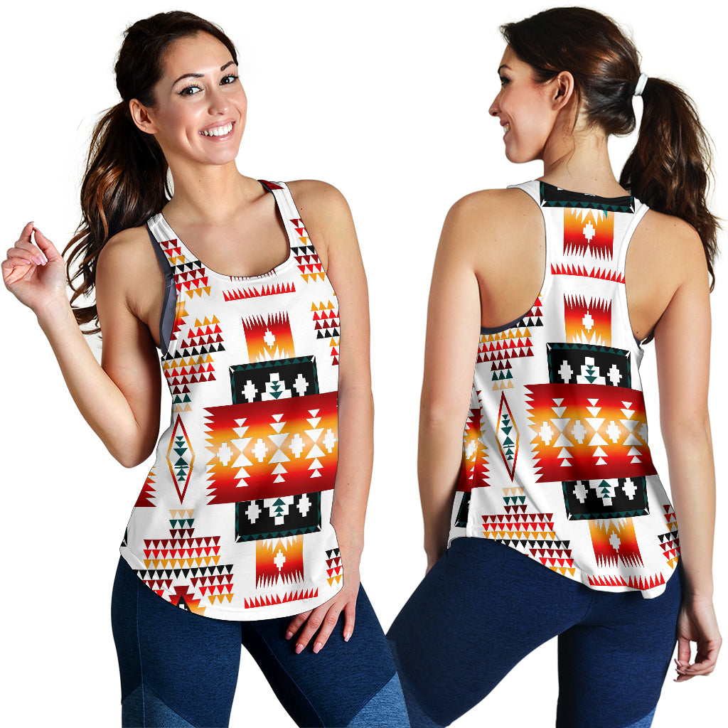 White Tribes Pattern Native American Women Racerback Tank LT10 - Wonder Print Shop