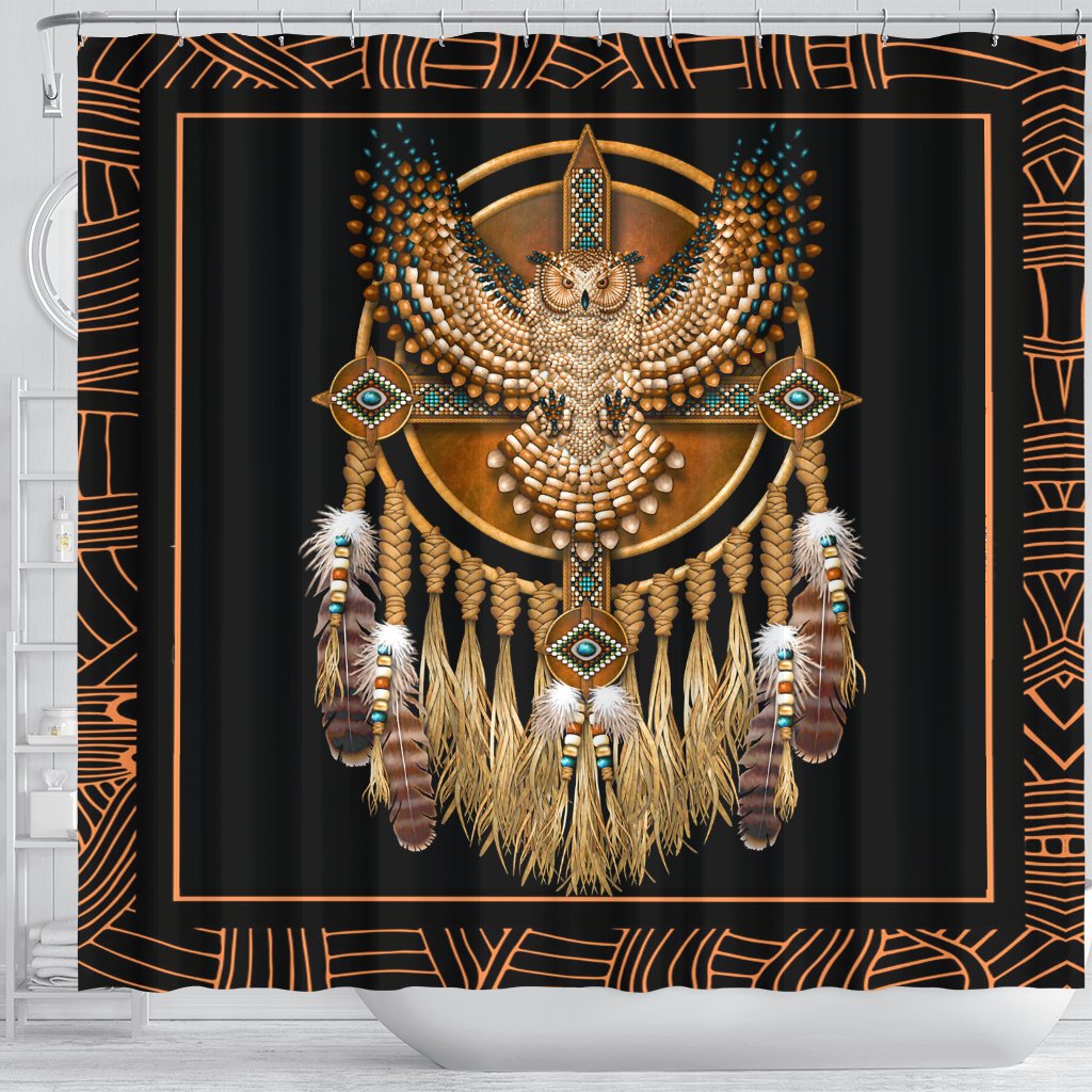 golden-owl-dreamcatcher-native-american-shower-curtain