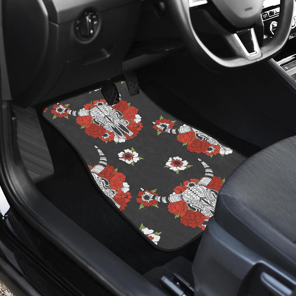 Bison Red Rose Native American Front Car Mats (Set Of 2) LT10 - Wonder Print Shop