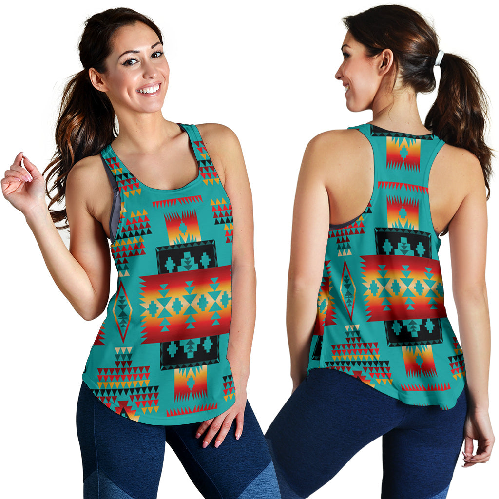 Blue Native Tribes Pattern Native American Women Racerback Tank LT10 - Wonder Print Shop