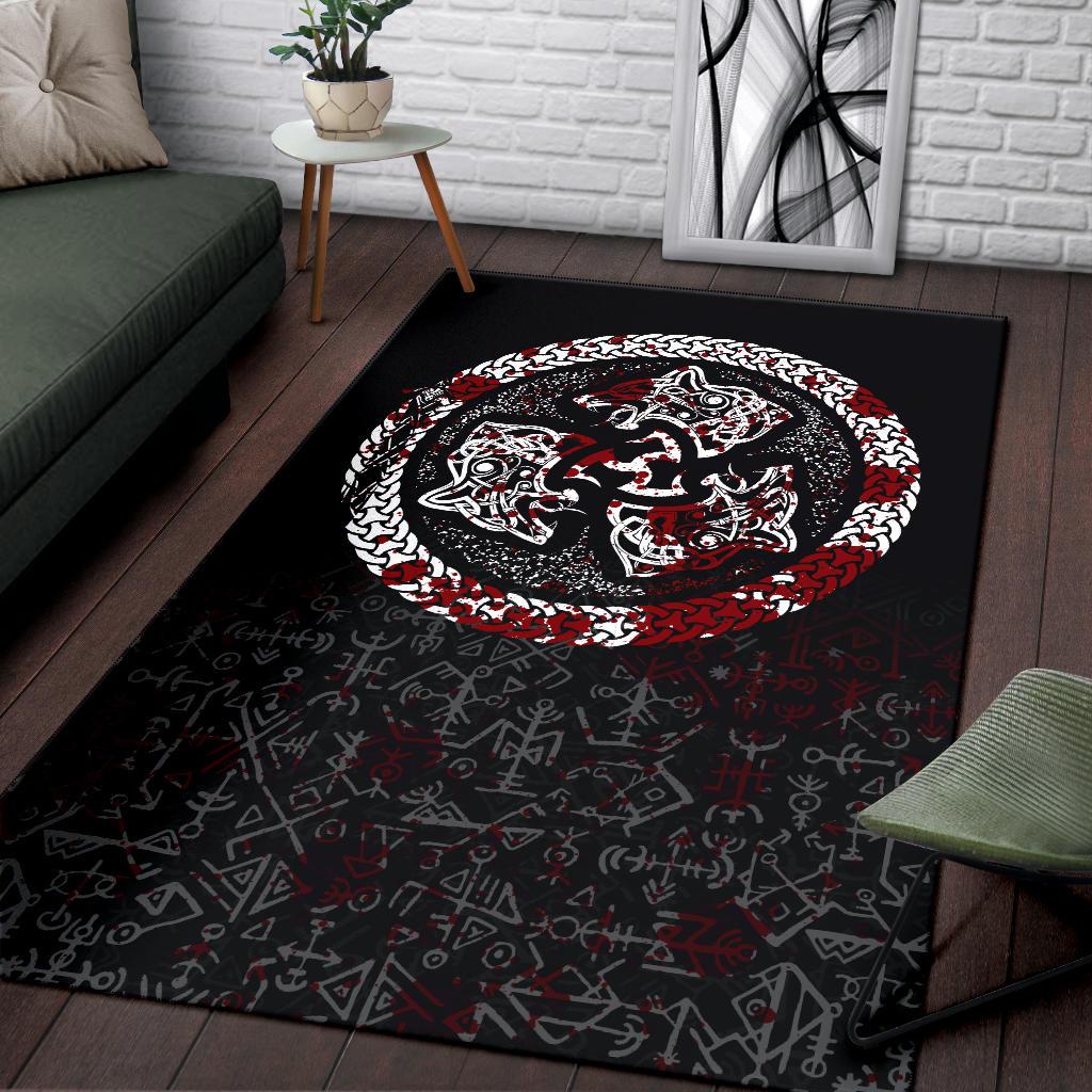 Viking Area Rug Fierce Blood Wolf Symbol Of A Viking Nordic RLT12 - Wonder Print Shop