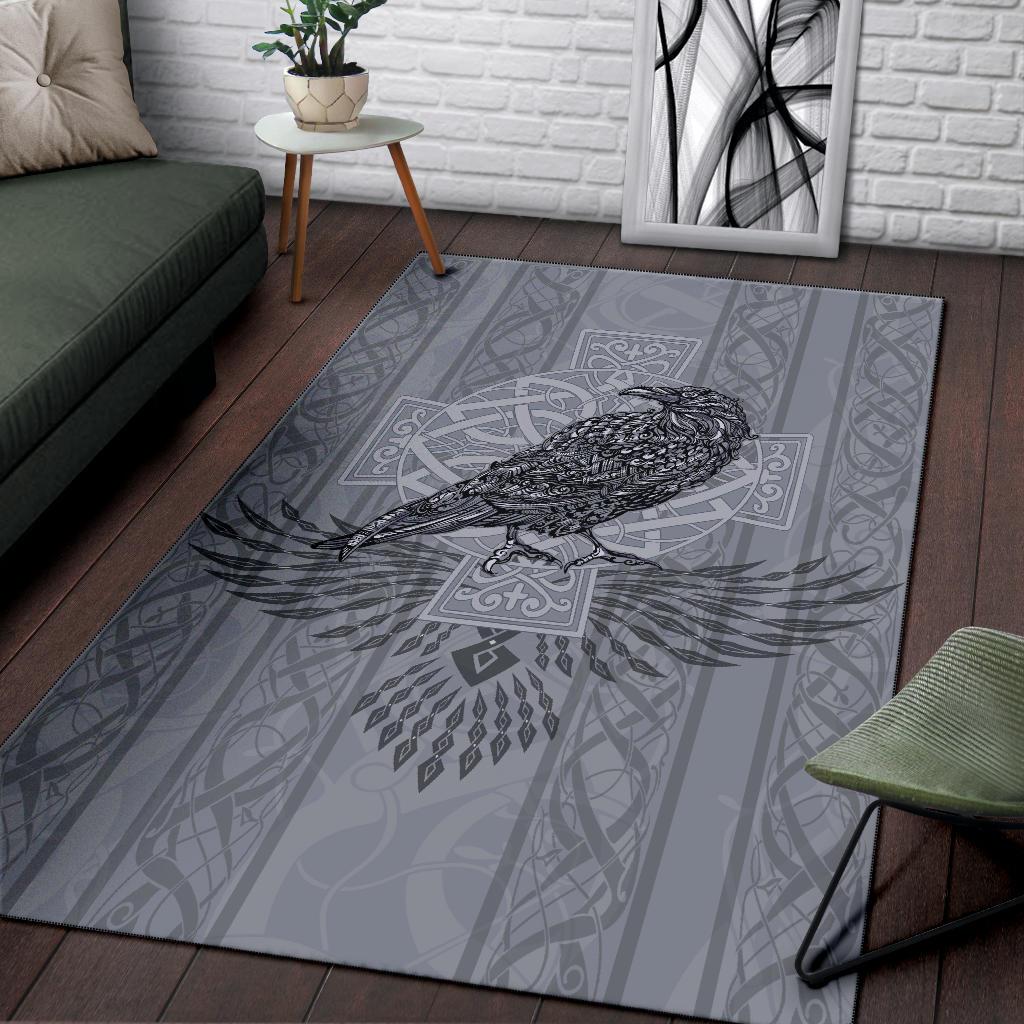 Viking Area Rug Odin's Celtic Raven Scandinavian Tattoo RLT12 - Wonder Print Shop