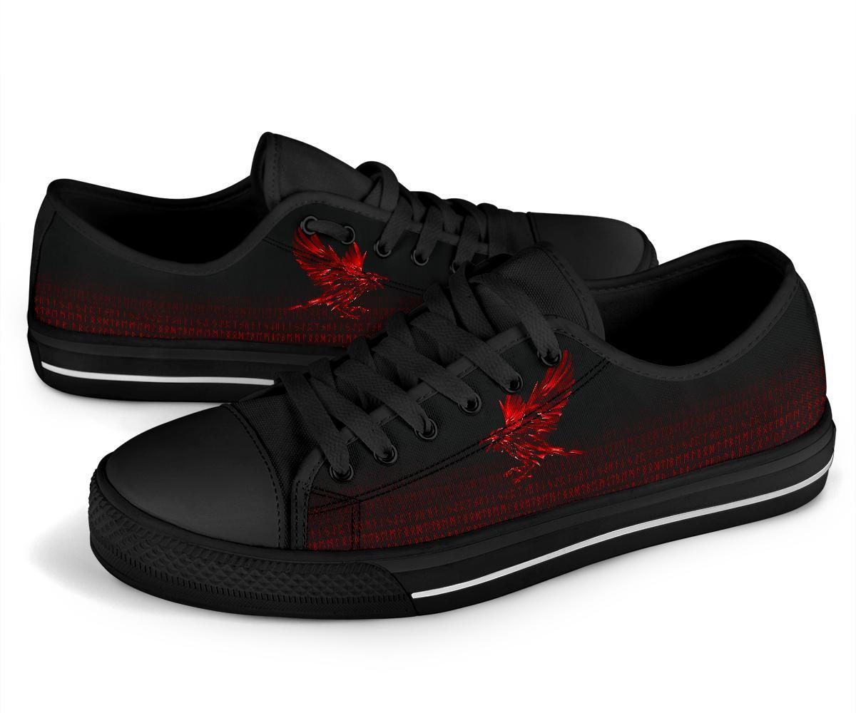 viking-low-top-shoes-the-raven-of-odin-rune-red