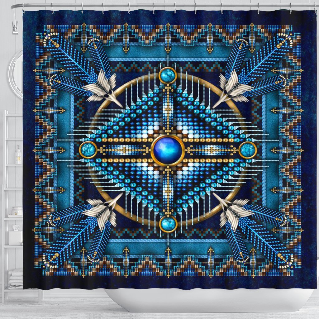 mandala-blue-native-american-shower-curtain