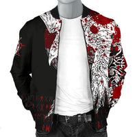 Custom Viking Men's Bomber Jacket - Mystical Raven Tattoo Blood RLT12 - Wonder Print Shop