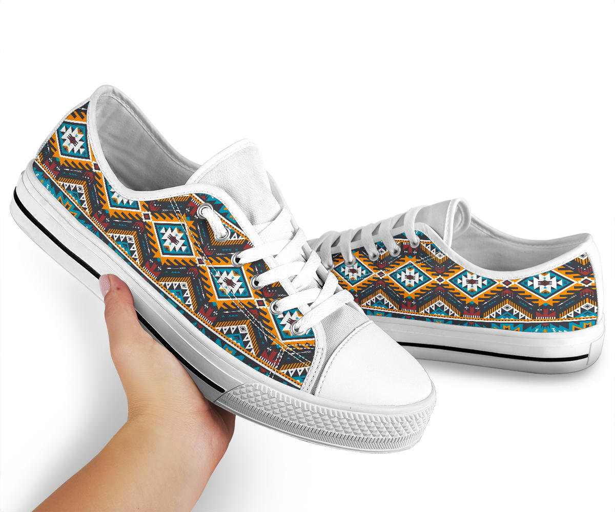 native-american-yellow-aztec-geometric-low-top-shoes
